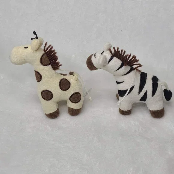 Lot of 2 Safari Mobile Mini Plush Zebra Giraffe Loose Replacement Ornaments - Picture 3 of 7